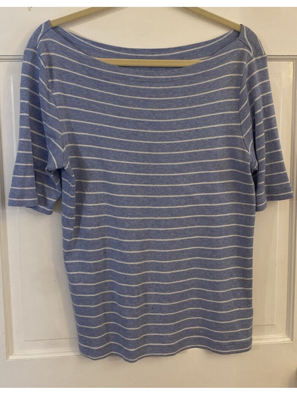 Gap Modern Nautical Ocean Cotton Blend Boatneck Striped Tee Size L